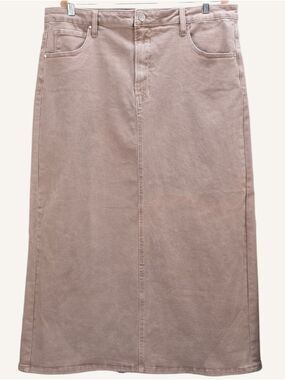 Risen Gale Mauve Denim Maxi Skirt 3X Back Slit Stretch NWT